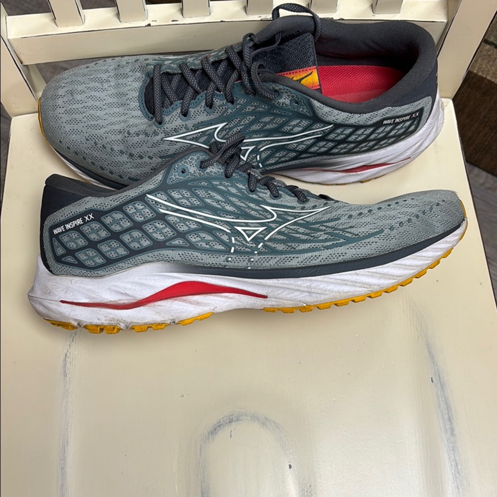 Mizuno Wave Inspire XX Blue Gray and Red Athletic Shoes - Picture 6 of 11
